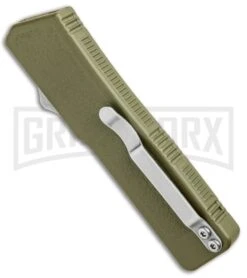 Lightning OD Green D/A OTF Automatic Knife - Clip Point Two Tone -Grindworx Lightning OD Green DA OTF Auto CP TT GX 33418 jr side large