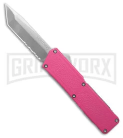 Lightning Pink D/A OTF Automatic Knife - Tanto Satin Serr