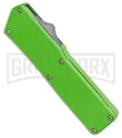 Lightning Zombie Green D/A OTF Automatic Knife - Dagger Two Tone Serr -Grindworx Lightning Zombie Green DA OTF Auto Black TT Dagger Serr GX 33463 jr spine 2 large