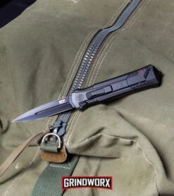 Smith & Wesson Spring Assisted Finger Actuator Tanto OTF Knife - Black Plain -Grindworx MP OTF Spring Assisted Spear Point Knife Gray Black BHQ 80731 kp lifestyle web large