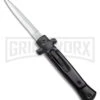Mago 9" Black Marble Italian Stiletto OTF Auto Knife Dagger W/clip - Satin Plain -Grindworx Mago 9in Black Marble Black Bolster Stiletto OTF Dagger BHQ 179401 jr large