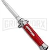 Mago 9" Red Italian Stiletto OTF Automatic - Dagger Satin Plain