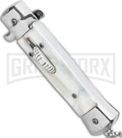 Mago 4.75" Mini Stiletto OTF Automatic Knife - White -Grindworx Mago Mini OTF Stiletto White GX 34271 jr spine large