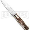 Mikov 241 Predator Stag Automatic Lever Lock Knife File Work - Bayo -Grindworx Mikov 241 Predator LL Bayo Auto Stag File Work Satin BHQ 104172 jr large