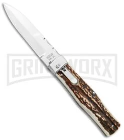 Mikov 241 Predator Stag Automatic Lever Lock Knife File Work - Bayo