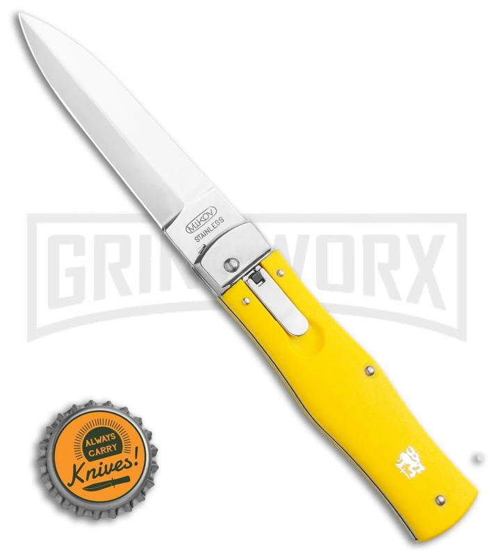 Mikov 241 Predator ABS Yellow Automatic Lever Lock Knife - Polish Plain -Pocket 6 Mikov 241 Predator ABS Yellow Automatic Lever Lock Knife - Polish Plain -Pocket - Image 4
