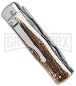 Mikov 241 Predator Light Stag Multi-Tool Automatic Knife (3.7" Polish) -Grindworx Mikov 241 Predator Multi Tool Auto Stag Horn BHQ 31736 jr side large