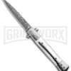 Milano 9" Stiletto Silver Automatic Knife - Bayonet Sim Damascus