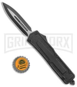 Rumble Heavy Duty Dagger Black OTF Automatic Knife - Two Tone -Grindworx Rumble Heavy Duty Dagger Black OTF Auto TT Dagger GX 38584 jr bottlecap large