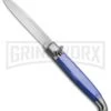 SKM 9.5" Blue Acrylic Fancy Lever Lock Automatic Stiletto Knife - Satin Bayo