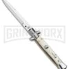 SKM 9" Italian Stiletto Honey Horn Automatic Knife - Bayonet