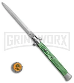 SKM/AB 13" Italian Stiletto Green Pearlex Automatic Knife - Dagger -Grindworx SKM AB 13in stiletto green pearlex dagger BP 22698 er bottlecap large