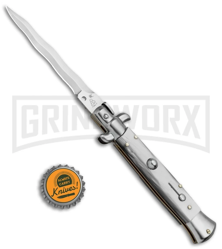 SKM/AB 9" White Acrylic Automatic Stiletto Knife - Satin Kris 6 SKM/AB 9" White Acrylic Automatic Stiletto Knife - Satin Kris - Image 4