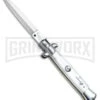 SKM/AB 9" Italian Stiletto White Pearlex Automatic Knife - Satin Dagger -Grindworx SKM AB Italian Stiletto White Pearlex Dagger Satin BHQ 51170 jr large