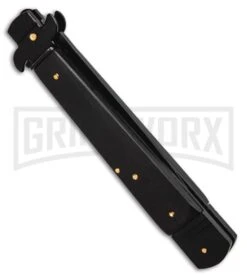 SKM 9.75" Slimline Black Wood Leverlock Automatic Knife - Black -Grindworx SKM Slimline Black Blackwood Leverlock Knife BHQ 94933 ns.side large