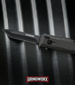 Schrade SCHOTF8TB Viper OTF Black Aluminum Assisted Knife - Tanto Black Plain -Grindworx Schrade Viper Tanto OTF Black Black SCHOTF8TB BHQ 27950 jr lifestyle large