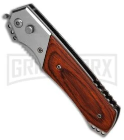 Super Knife Croc Automatic Knife Stainless W/ Rosewood Inlay - Satin Serr -Grindworx Super Knife Croc Stainless Rosewood Inlay satin serr BP 30075 er spine large