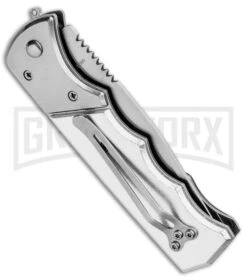 Super Knife Dingo Black Marble Acrylic Automatic Knife - Satin Serr -Grindworx Super Knife Dingo Black Marble Acrylic Auto Satin Serr GA623SLMBK GX 33496 jr side large