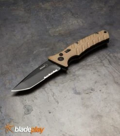 Boker Plus Strike Coyote Brown Automatic Knife - Tanto Black SW Serr -Grindworx Untitled 21 large