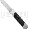 AKC 777 Blackfinger Brushed Aluminum OTF Automatic Knife - Flat Grind Satin -Grindworx akc blackfinger brushed alum satl bhq 50801 jr large