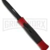 AKC 077 Concord Red/Black OTF Automatic Knife - Dagger Black Plain -Grindworx akc oft red black double edge plain large
