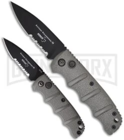 Boker Mini Kalashnikov Gray Automatic Knife - Black Serr -Grindworx boker kalashnikov mini 01kals73b size comparison large