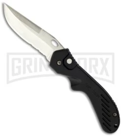 Top-Tech Black Automatic Knife - Satin Serr