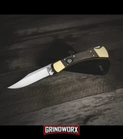 Buck Knives Buck 110 Automatic Ebony Lockback Knife - Satin Plain -Grindworx buck 110 auto ebony dymondwood BHQ 51274 dl large
