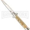 Frank B. 9" Italian Stiletto Ram Horn Automatic Knife - Bayonet