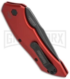 Kershaw Launch 1 Red Aluminum Automatic Knife - Blackwash Plain -Grindworx kershaw launch auto 1 blackwash red side cm large