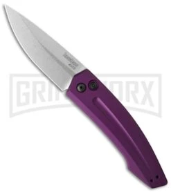 Kershaw Launch 2 Purple Aluminum Automatic Knife - Stonewash Plain