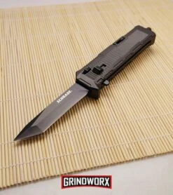 Schrade SCHOTF8TB Viper OTF Black Aluminum Assisted Knife - Tanto Black Plain -Grindworx schrade otf schotf8tb dl large